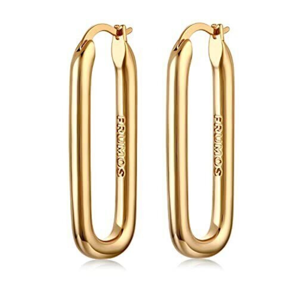 6637 18K Gold Plated Chunky Hoop Earrings Fashion Thick Gold Hoops Earrings